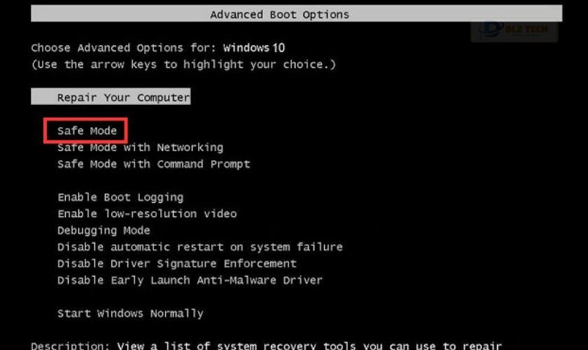 Gỡ phần mềm gây xung đột bằng Safe Mode khắc phục lỗi màn hình laptop bị đen