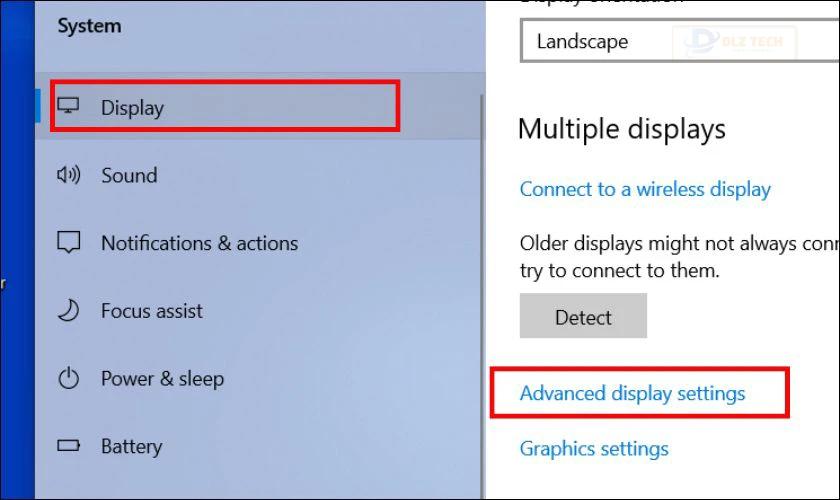 Trong cửa sổ Display, cuộn xuống và chọn Advance Display settings