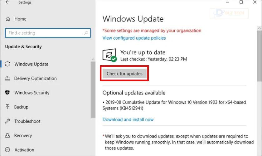 Nếu chưa có bản cập nhật nào, bạn hãy nhấn nút Check for updates