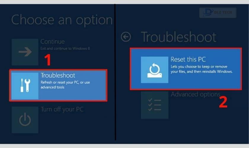 Chọn mục Reset this PC