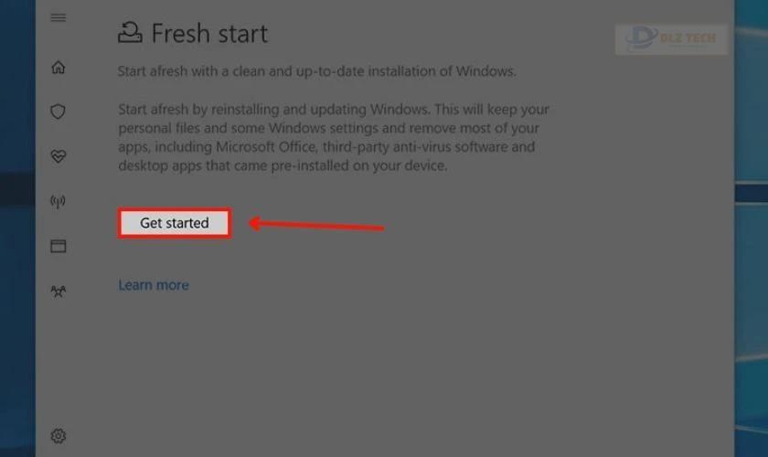 Chọn Get started để thực hiện các thay đổi trên máy tính