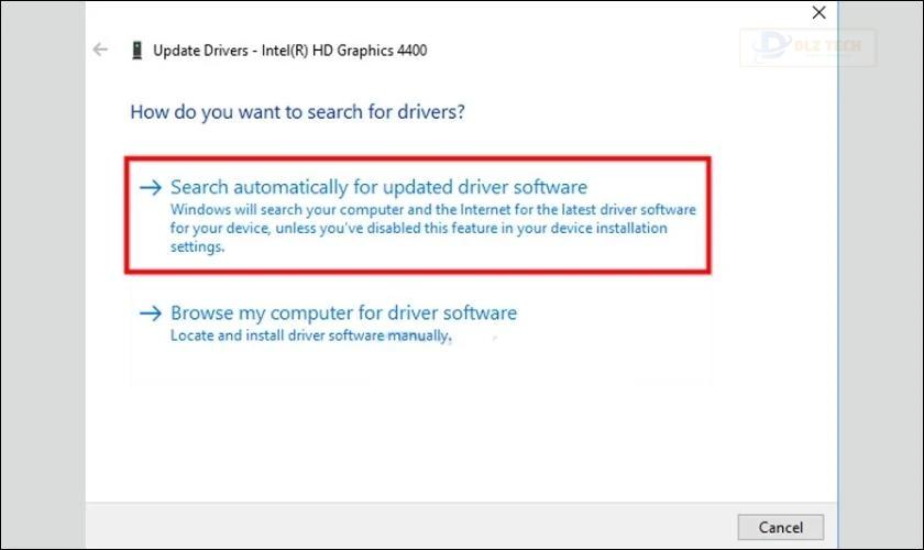 Chọn vào Search automatically for updated driver software