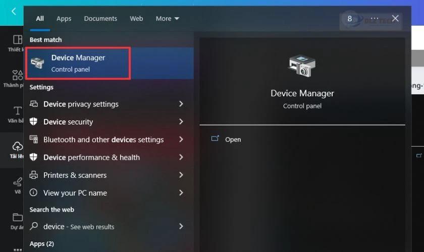 Tìm và truy cập vào Device Manager