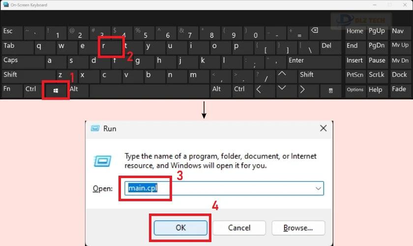 Sửa lỗi mất con trỏ chuột trên màn hình laptop bằng hộp thoại Run