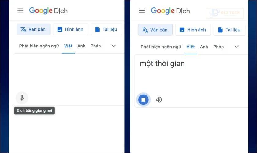 Bắt đầu nhập văn bản muốn chuyển thành giọng nói trên Google dịch