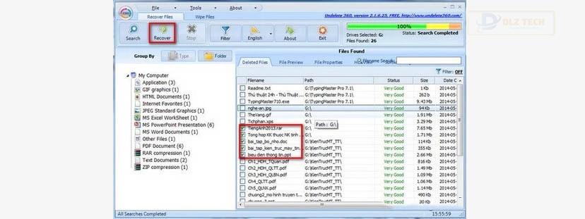 Phần mềm phục hồi dữ liệu ổ cứng Undelete 360