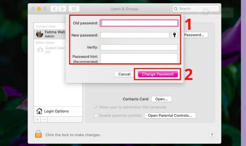 Ở mục Password hint bạn điền gợi ý cho mật khẩu vừa tạo