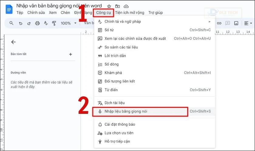 Hướng dẫn nhập văn bản bằng giọng nói trong Word với Google Docs