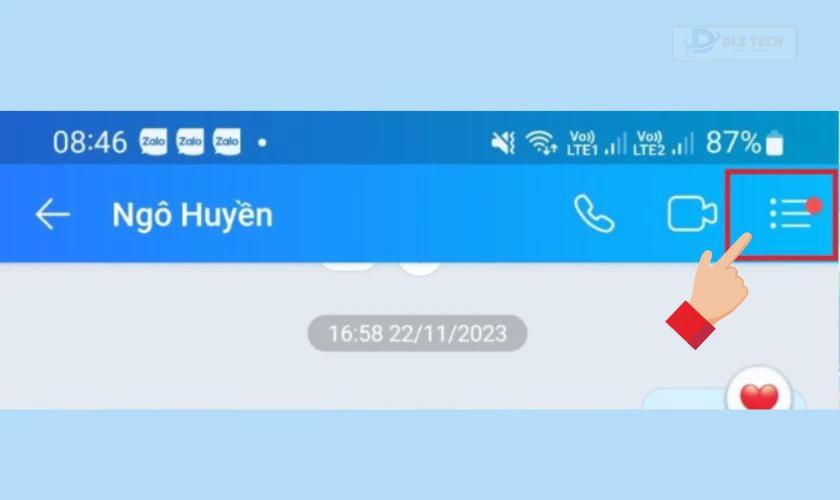 Bạn mở ứng dụng Zalo, mở người liên lạc Zalo mà bạn muốn bật tính năng