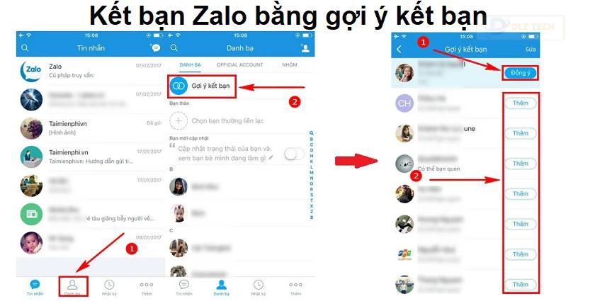 Tìm bạn trên Zalo qua gợi ý kết bạn