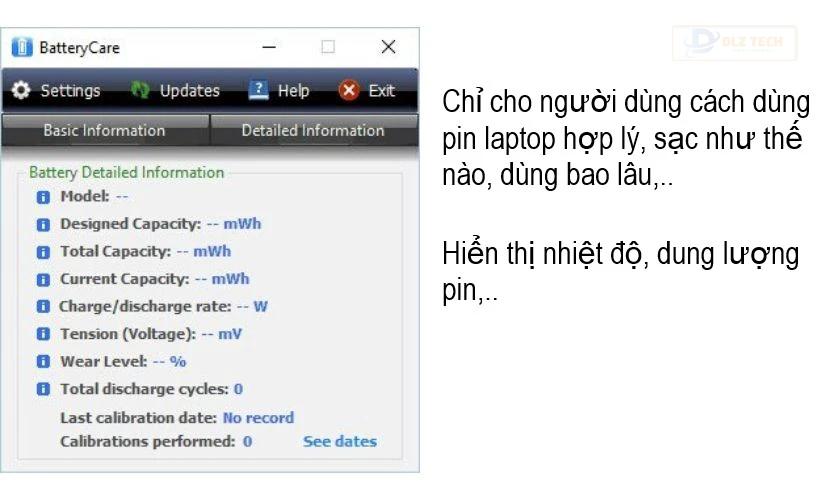 kiểm tra độ chai pin BatteryCare
