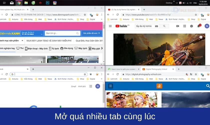 Mở quá nhiều tab cùng lúc