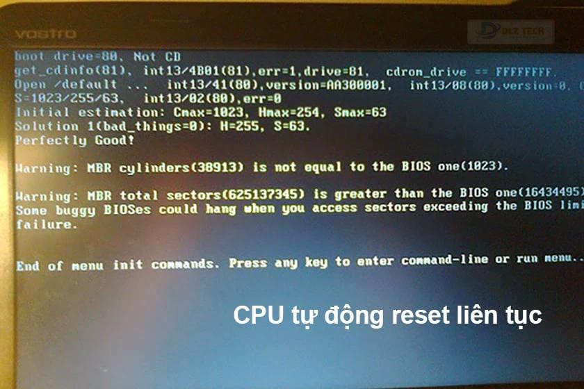 CPU tự động khởi động lại