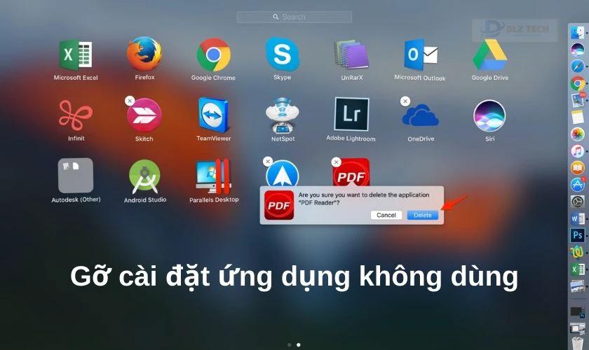 Gỡ cài đặt những ứng dụng không dùng khi ổ cứng macbook bị đầy
