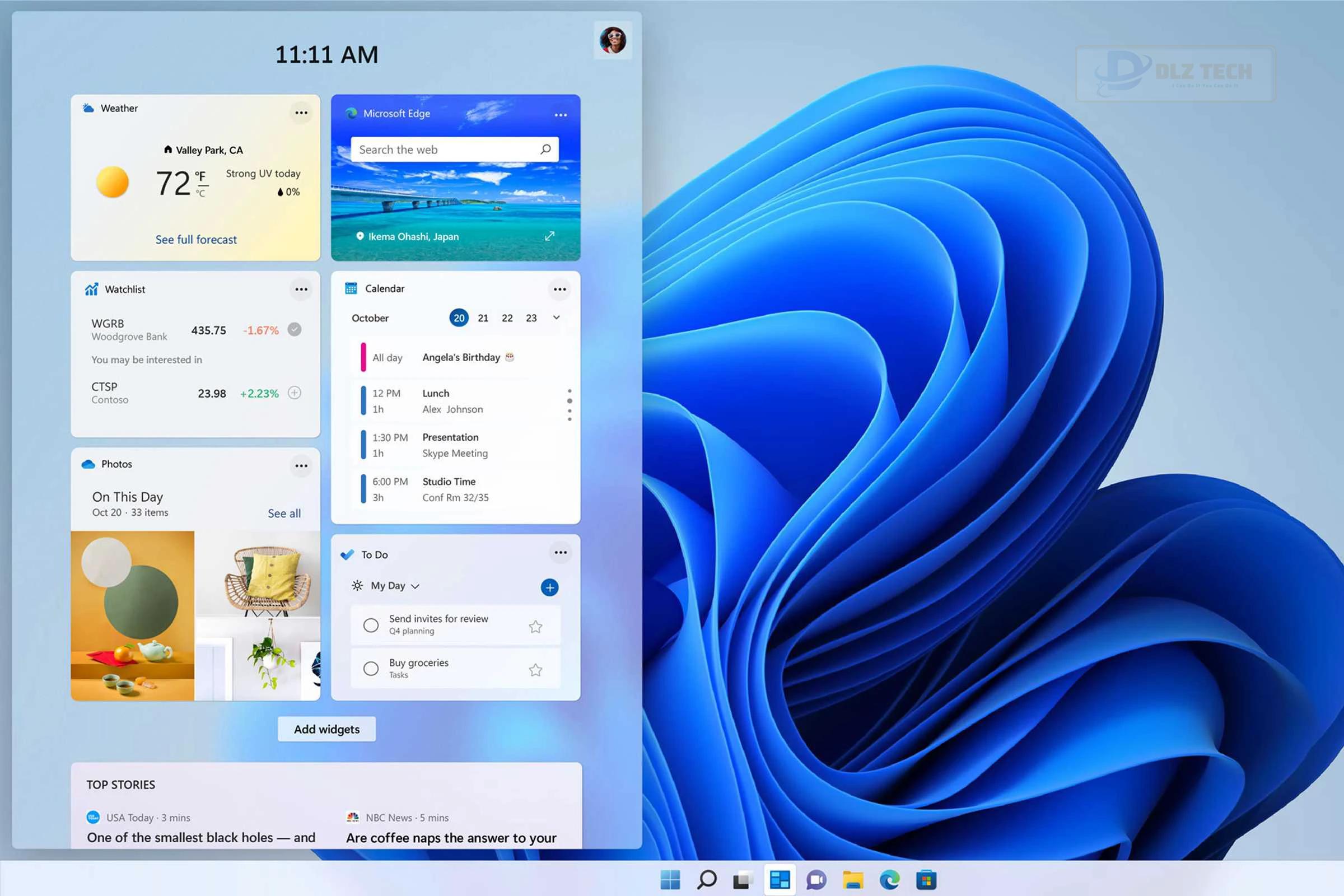 Widget có giao diện bắt mắt hơn, thông tin được bố trí đầy đủ hơn là một tính năng mới của Windows 11