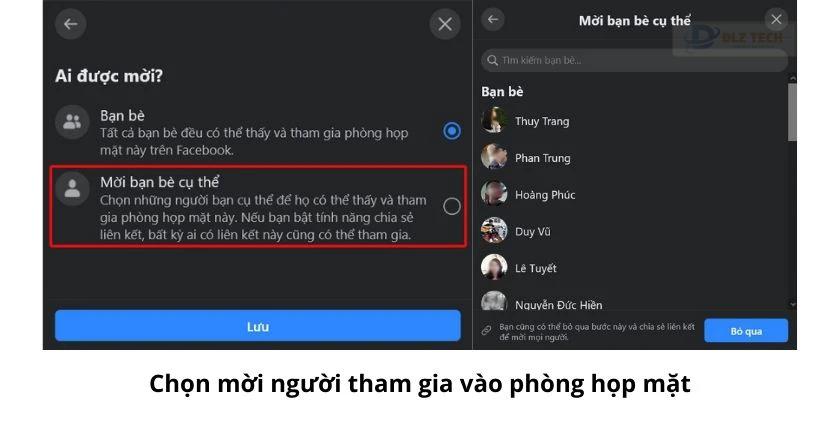 Tại mục Ai được mời?