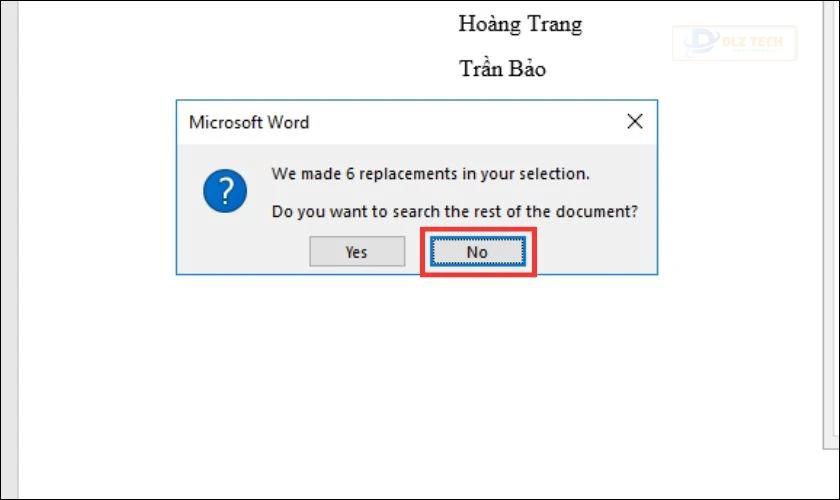 Chọn thực hiện trên toàn văn bản hoặc không