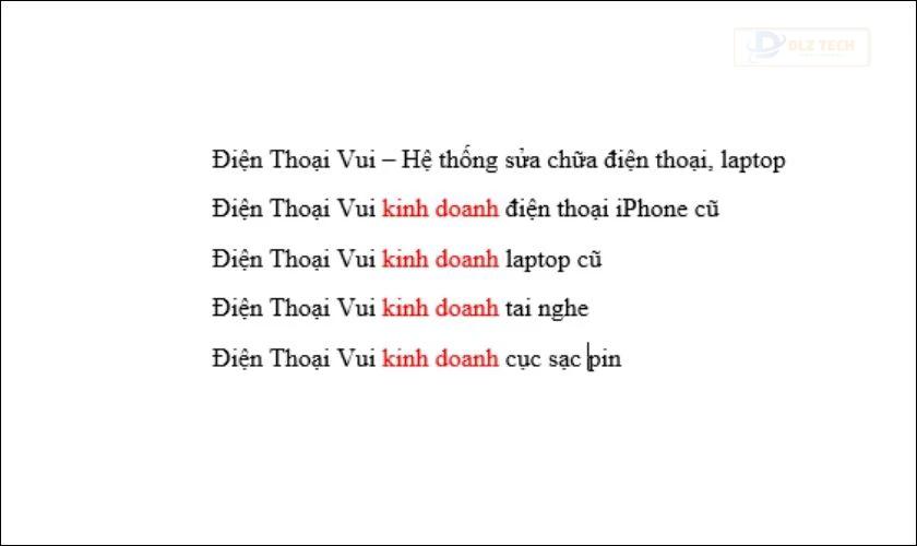 Kết quả sau khi sử dụng tính năng Replace trong Word