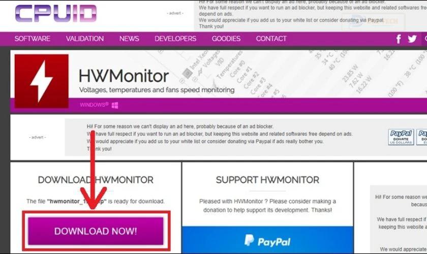 Tải và cài đặt phần mềm CPUID HWMonitor