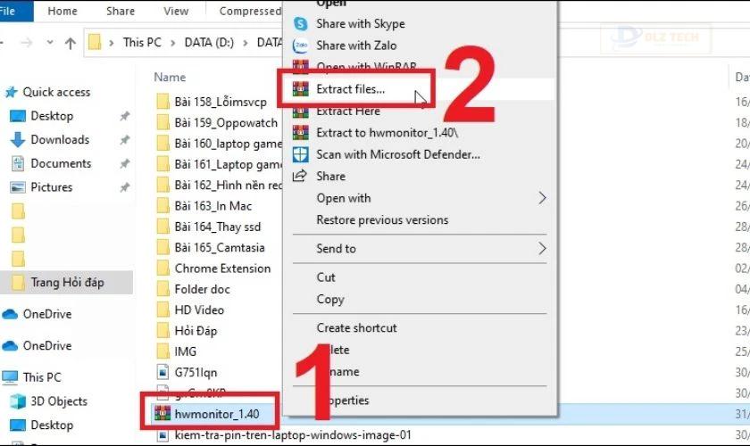 Sau đó, click chuột trái chọn Extract files