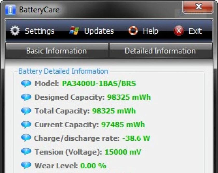 Dùng phần mềm BatteryCare để kiểm tra tình trạng pin