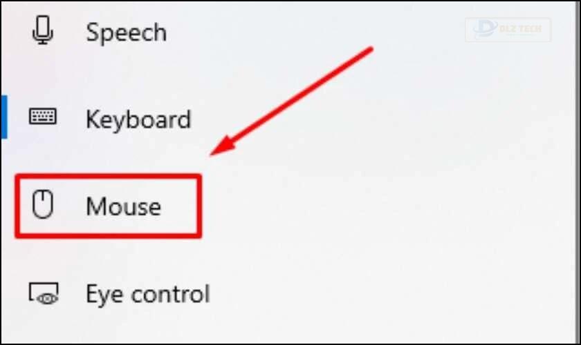 Kéo xuống chọn Mouse trong danh mục Interaction