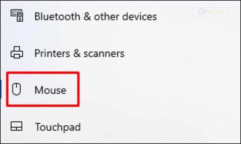 Chọn vào mục Mouse