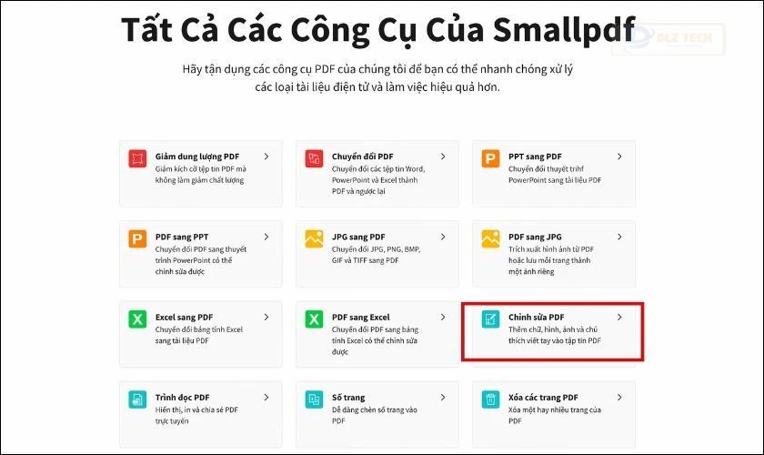Công cụ chỉnh sửa PDF SmallPDF