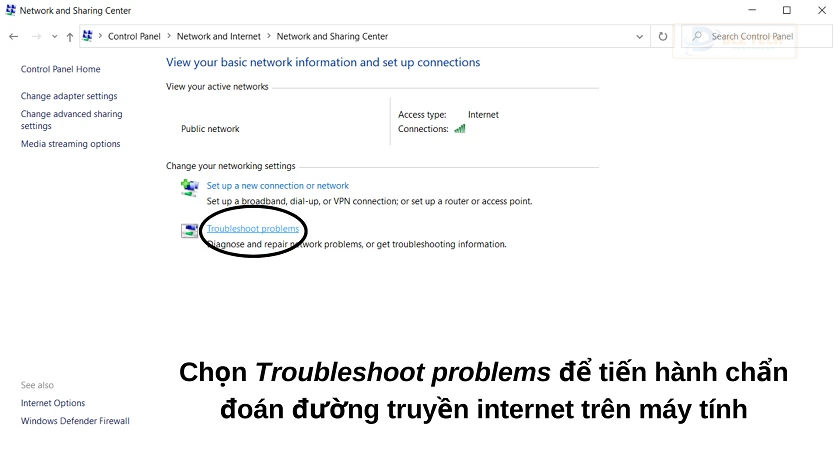 Cách 2. Chạy chuẩn đoán mạng trên Windows