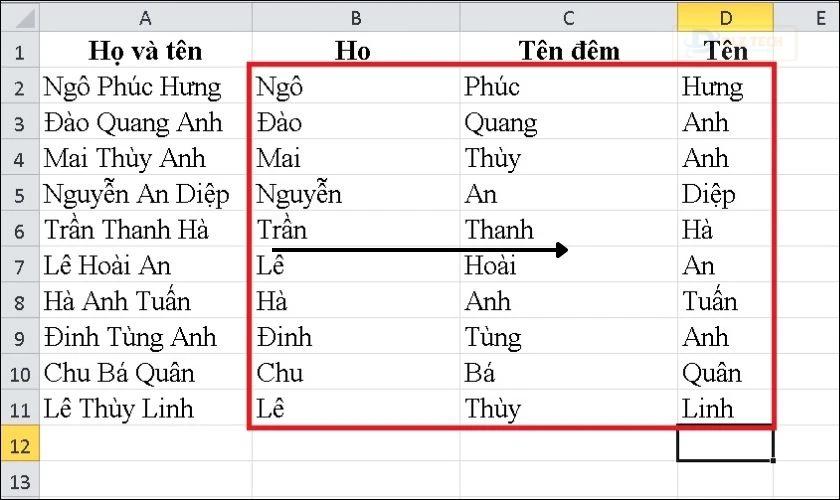 tách chữ trong excel
