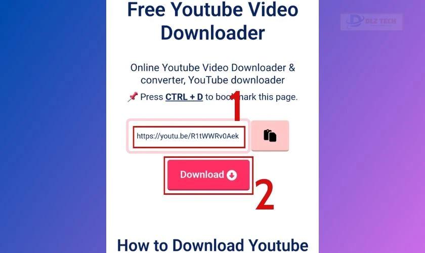 Dán link YouTube lên ứng dụng
