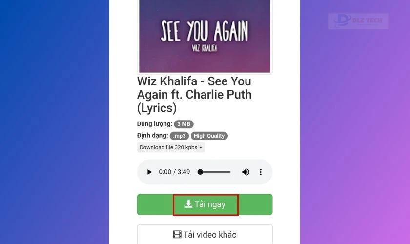Chọn tải ngay file về Zing MP3