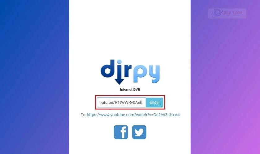 dán link vào ứng dụng Dirpy
