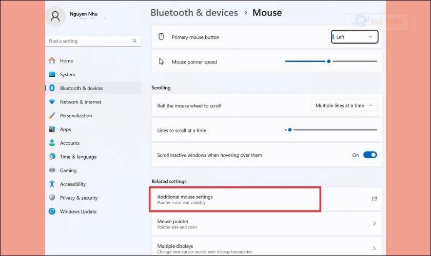 Chọn Additional mouse settings