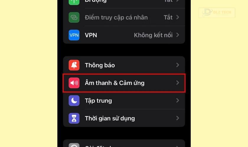 giao diện mục âm thanh & cảm ứng