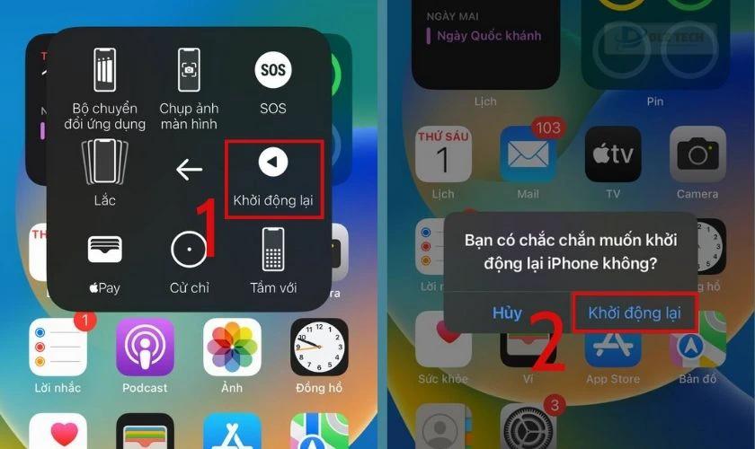 Khởi động lại iPhone xác nhận