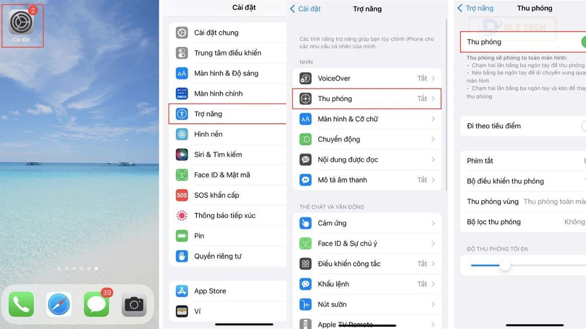 sử dụng chế độ Zoom trong trợ năng