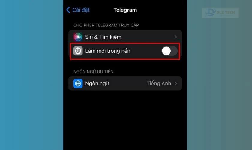 Tắt làm mới trong nền