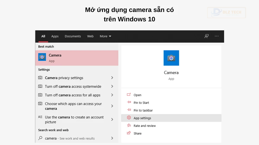 Kiểm tra camera laptop Windows 10