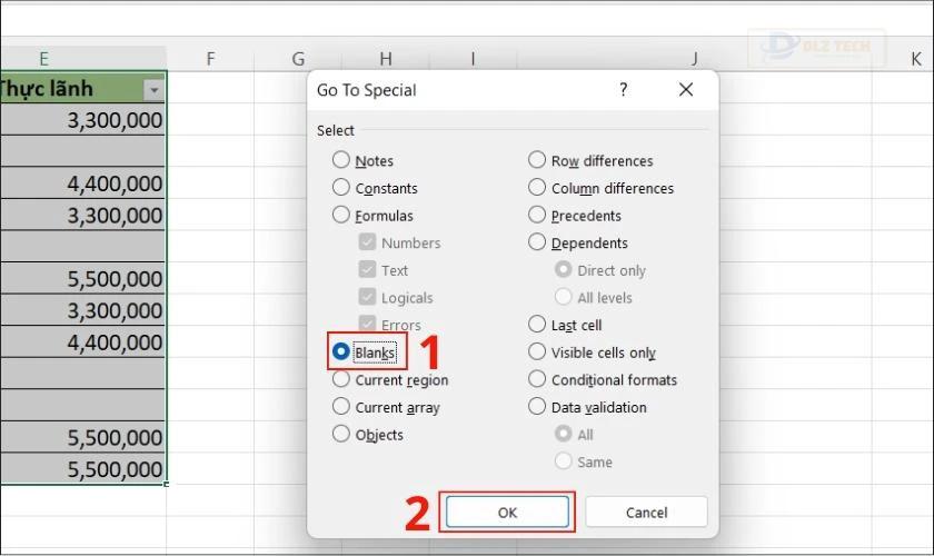 chọn blank rồi nhấn ok, khắc phục lỗi mở file excel bị chậm