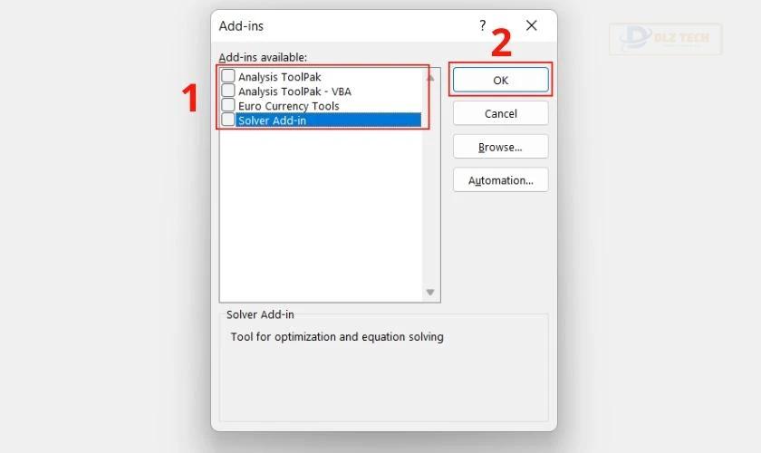 bỏ chọn hết các mục trong add-in available khi excel bị chậm