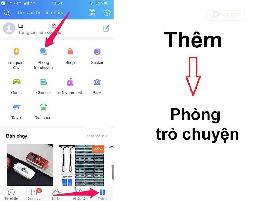 Cách vào phòng chat