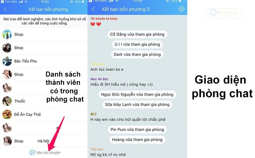 Cách vào phòng chat