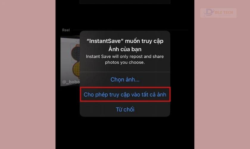 cho phép truy cập vào ảnh để
