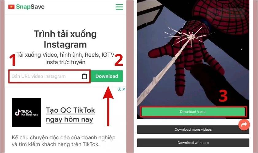 tải video từ instagram trên snapsave