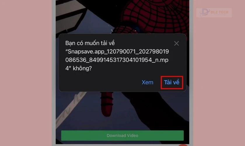 click vào tải về video
