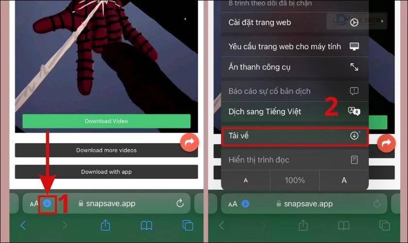 mở video đã download