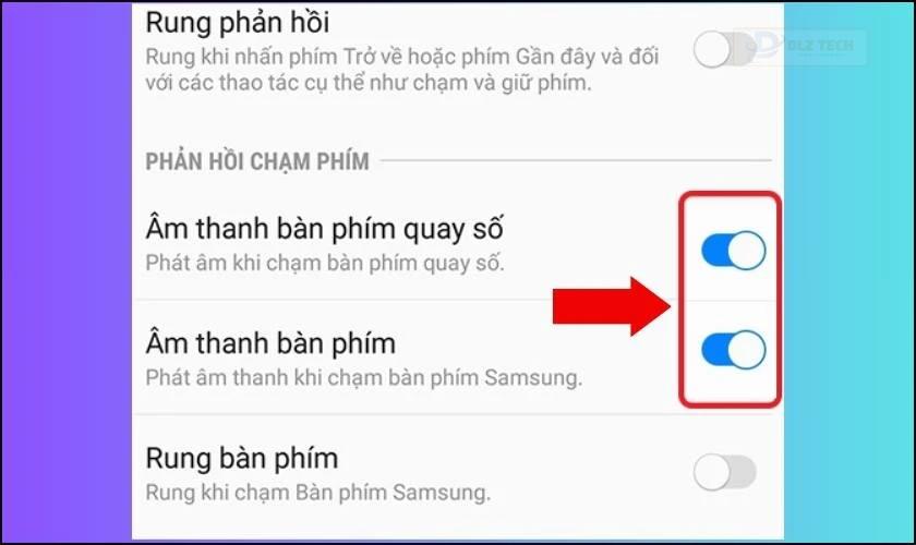Thực hiện bật lại âm bàn phím trên Samsung