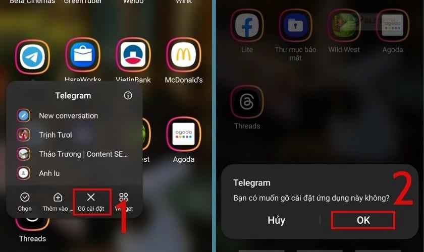 Gỡ cài đặt Telegram