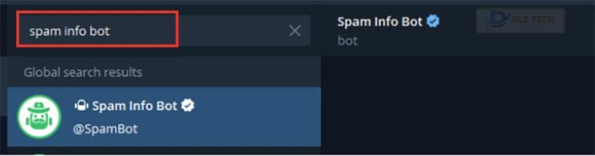 Gõ tìm kiếm Spam info bot